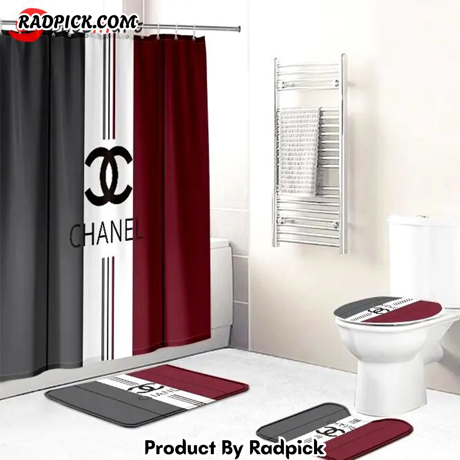 Chanel mix color set shower curtain luxury bathroom mat set luxury window curtains 9 bathroom set rp3871181.png